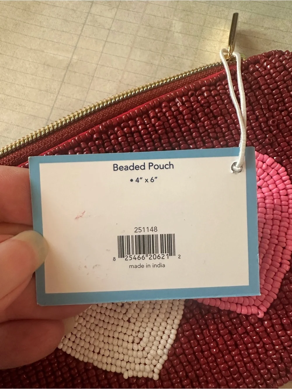 Draper James Beaded Heart Zip Pouch